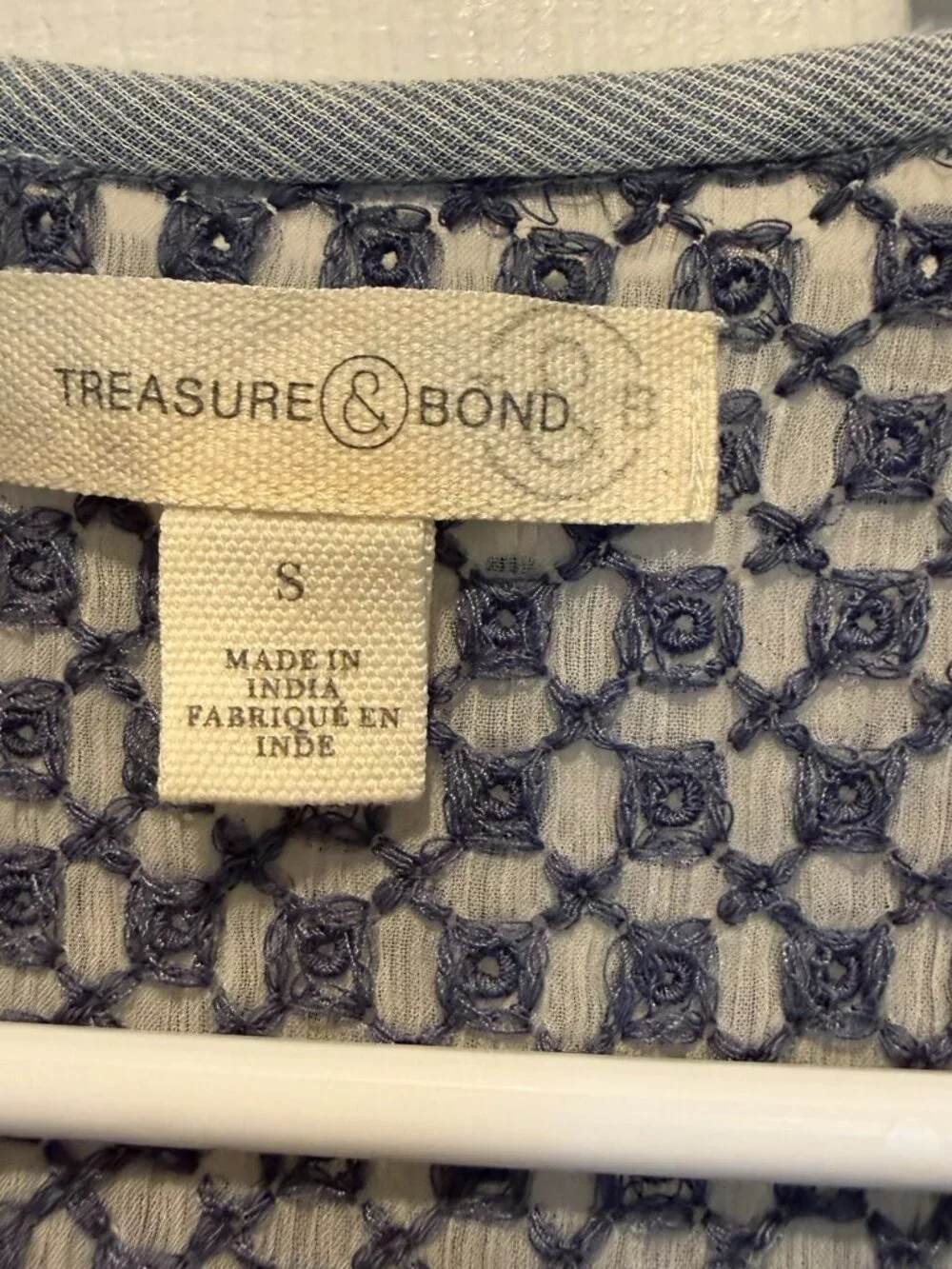 NWT Treasure & Bond Blue Chambray Embroidered Eyelet Tank Top Nordstrom Size S - Picture 6 of 7